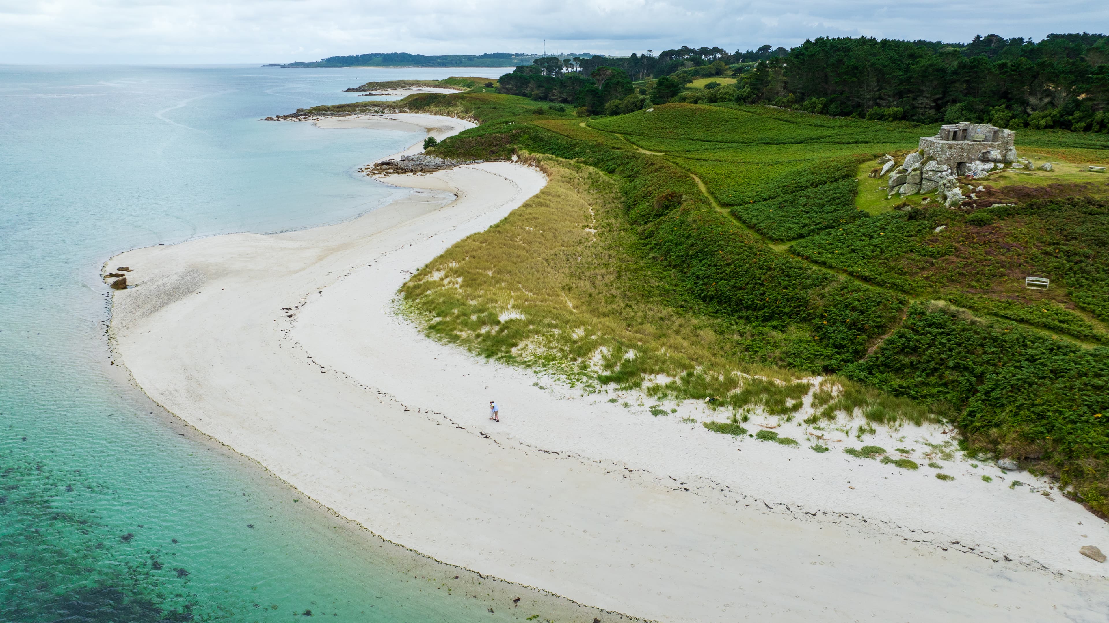 Drone picture of the old blockhouse, Tresco